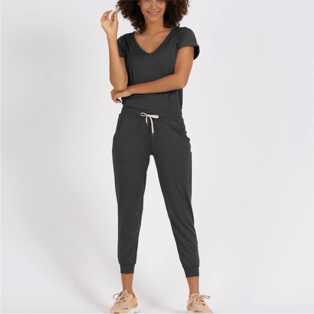Vuori Charcoal Jumpsuit with Drawstring Waist